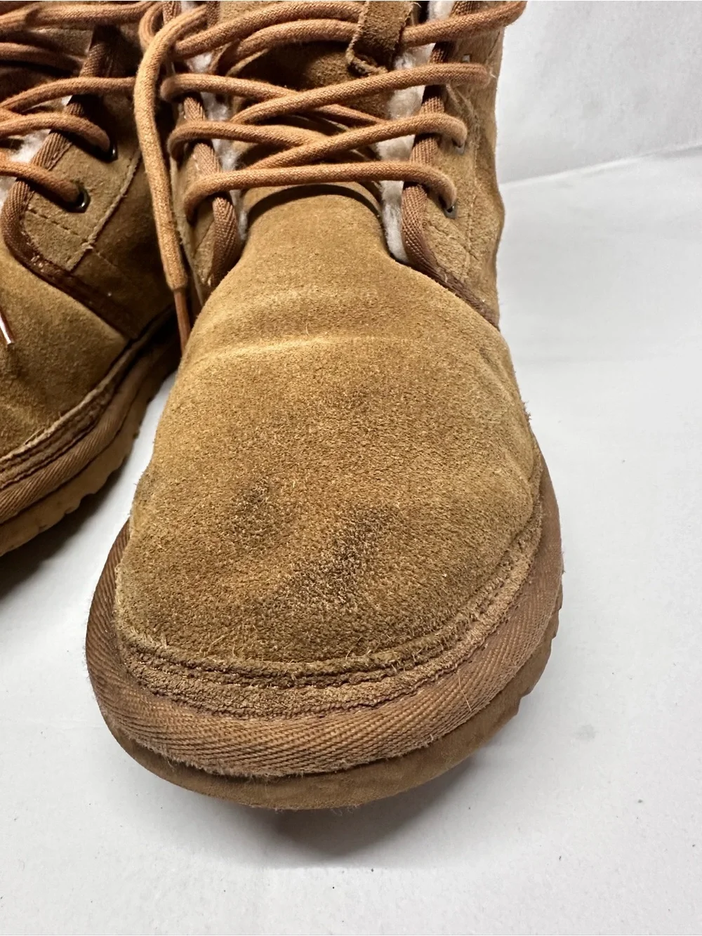 UGG Neumel Hi lace up Winter boots Sz: M8 W9.5 chestnut suede shearling lining.